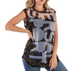Burberry Pale Ochre Slogan Print
Sleeveless Top, Size XXS NWT